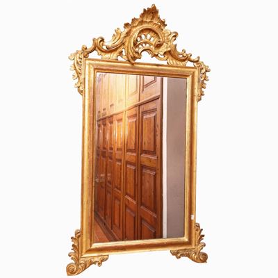 Specchiera in Legno Intagliato e Dorato