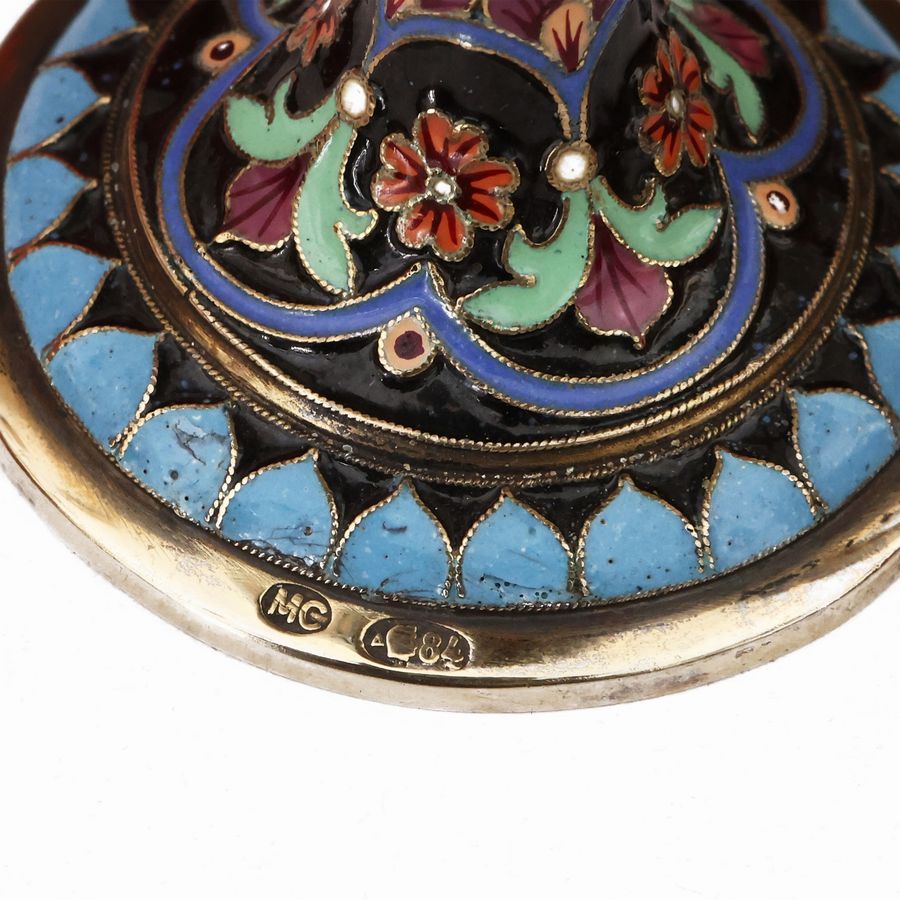 Coppia di Calici in Argento Vermeil e Smalti Cloisonné, Maria Semenova