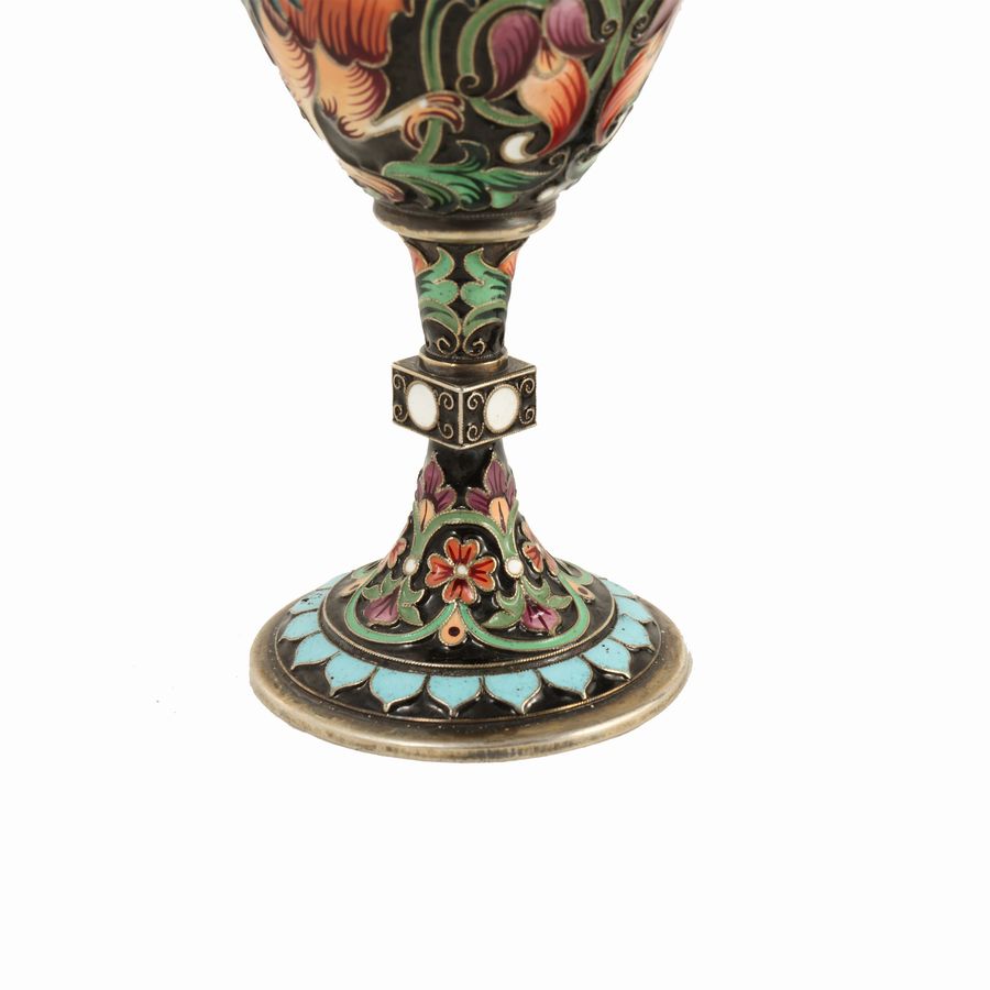 Coppia di Calici in Argento Vermeil e Smalti Cloisonné, Maria Semenova