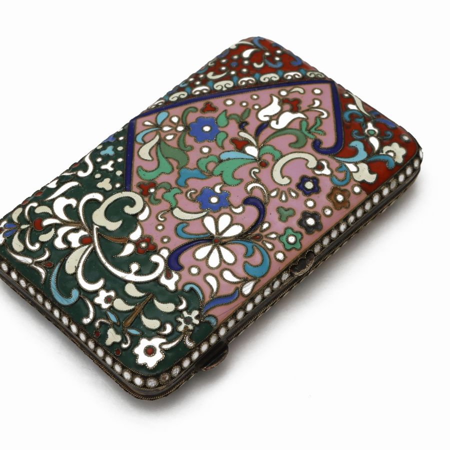 Scatola Portasigarette in Argento Vermeil e Smalti Cloisonné