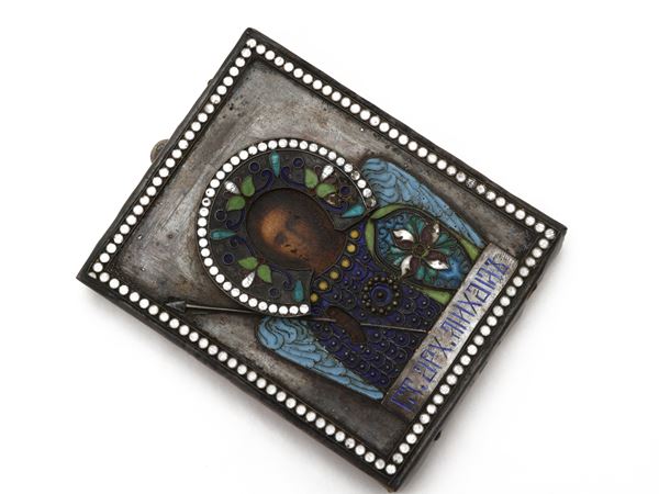 Small icon for private devotion in silver and cloisonné enamels, Erik Kollin