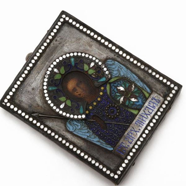 Small icon for private devotion in silver and cloisonné enamels, Erik Kollin