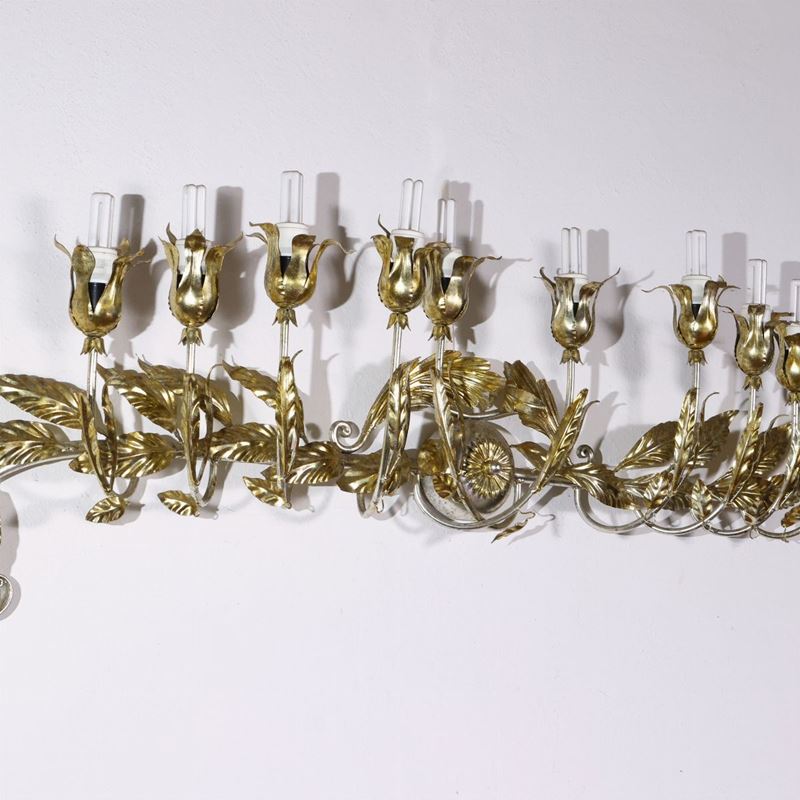 Grande Applique in Metallo Argentato e Dorato