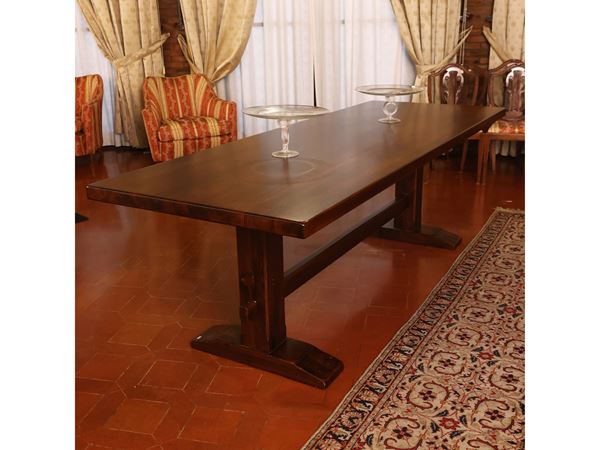 Large rustic walnut dining table