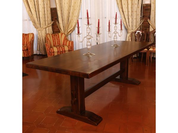 Large rustic walnut dining table
