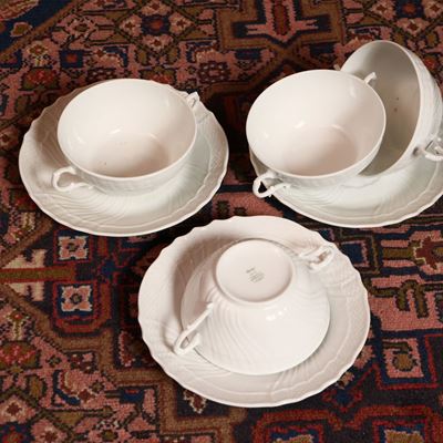 Serie di Dodici Tazze da Consommé in Porcellana Vecchia Ginori, Richard Ginori