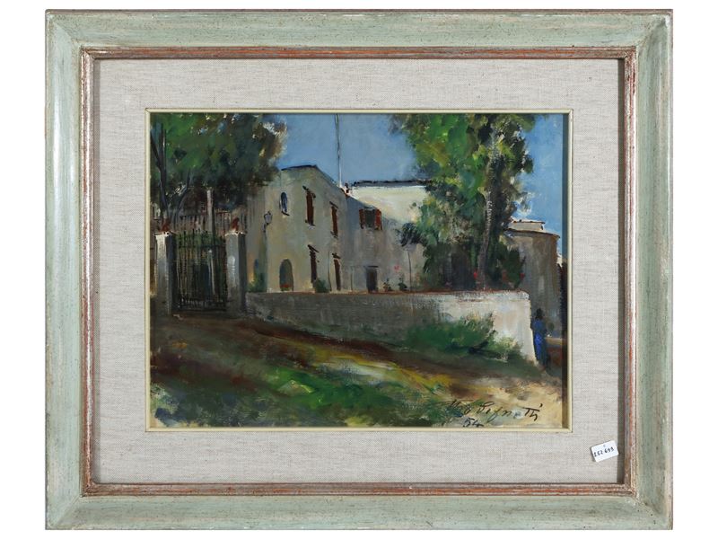 Ugo Pignotti - Paesaggio con Veduta di Villa 1954