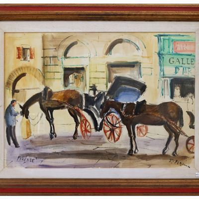 Veduta di Firenze con Carrozze