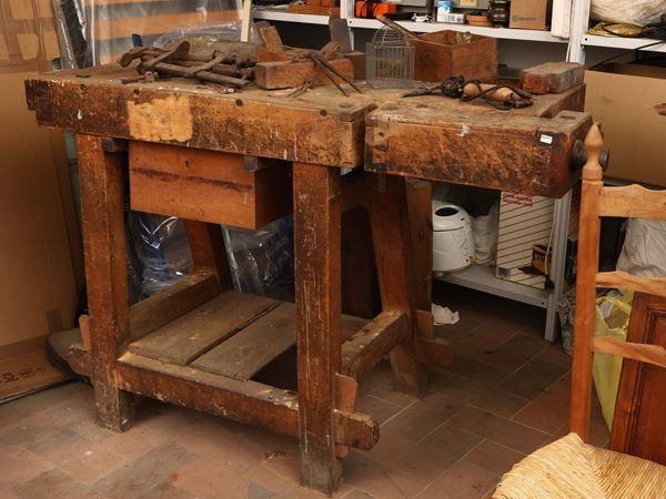 Banco da lavoro rustico in legno massello