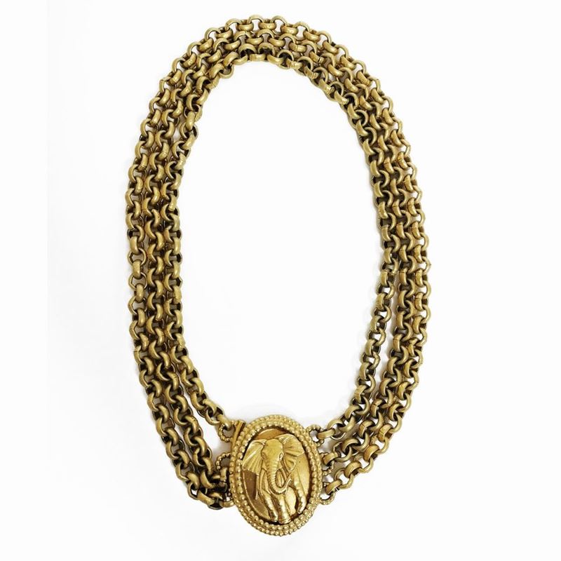 Ferragamo Collana in Metallo Dorato Satinato