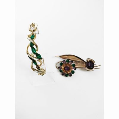 Spilla in Argento Sterling e Bracciale in Metallo Dorato