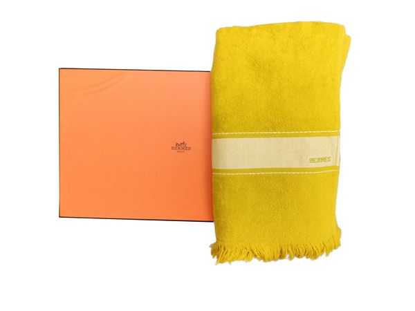 Hermès asciugamano in spugna giallo