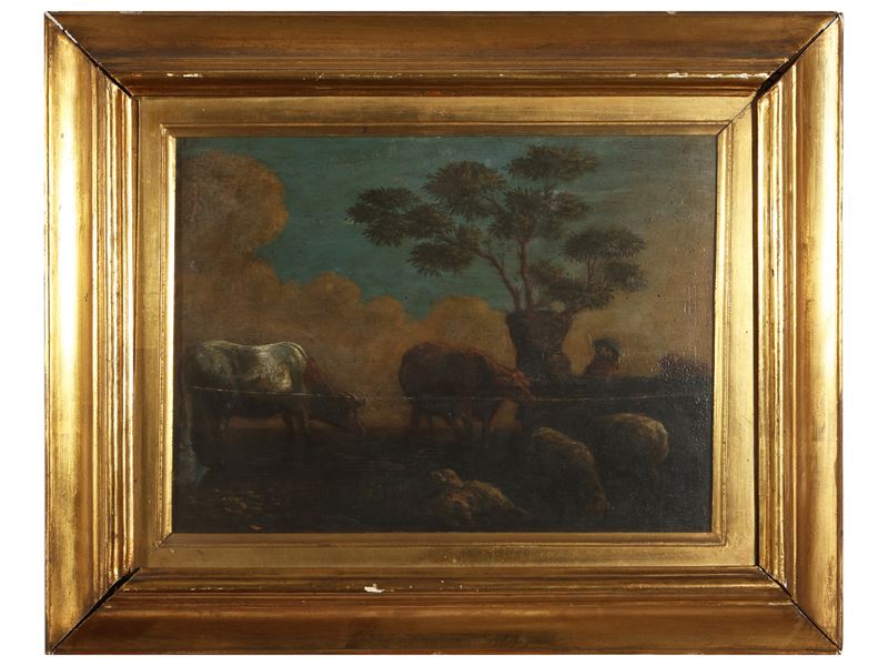 Paesaggio con pastore e armenti