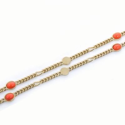 Cascio, Lunga Collana in Metallo Dorato e Vetro