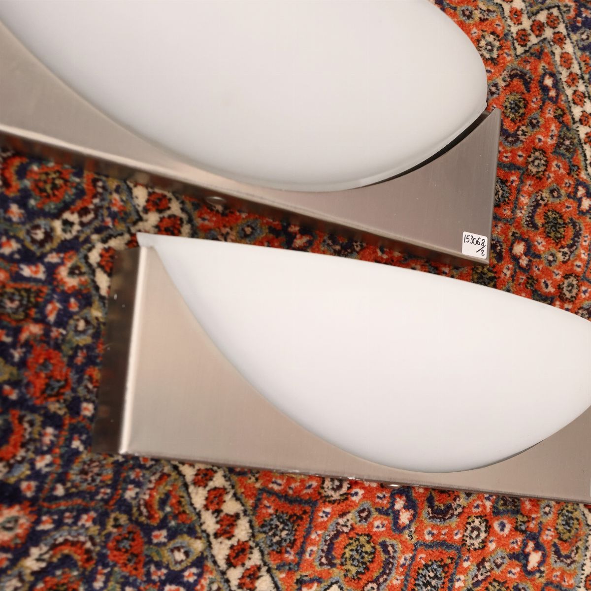 Coppia di Applique in Vetro Satinato e Acciaio