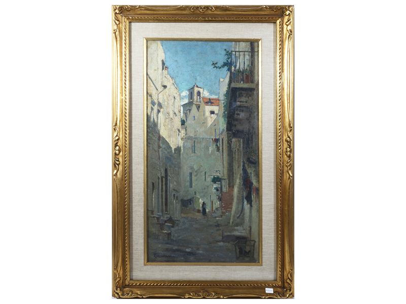Michele Cammarano Attribuito - Scorcio di Paese