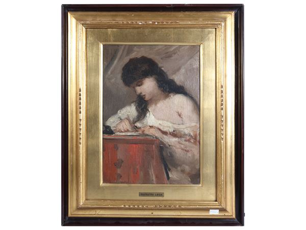 Scuola toscana del XIX secolo - Portrait of a girl, work attributable to Silvestro Lega