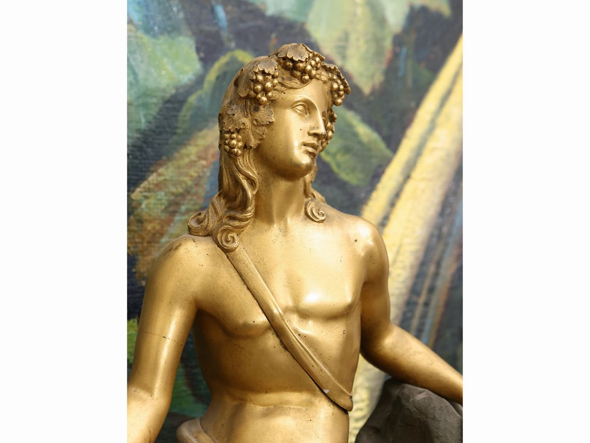 Orologio da Mensola in Bronzo Dorato e Patinato