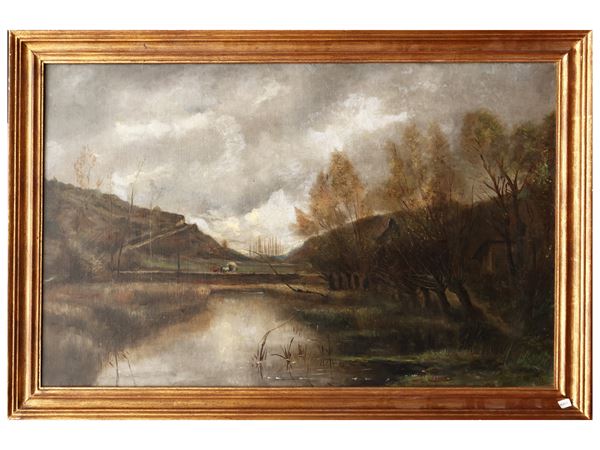 River landscape  (first half of the 20th century)  - Auction Deballage. Occasioni in asta - Maison Bibelot - Casa d'Aste Firenze - Milano