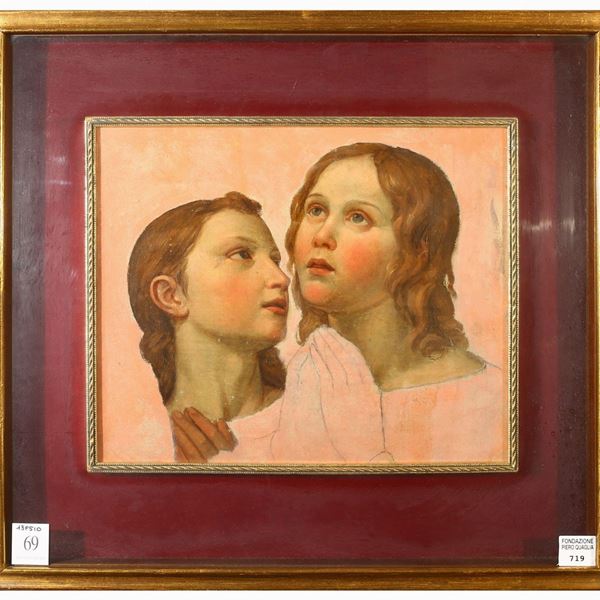 Scuola toscana del XIX secolo - Studio di due volti