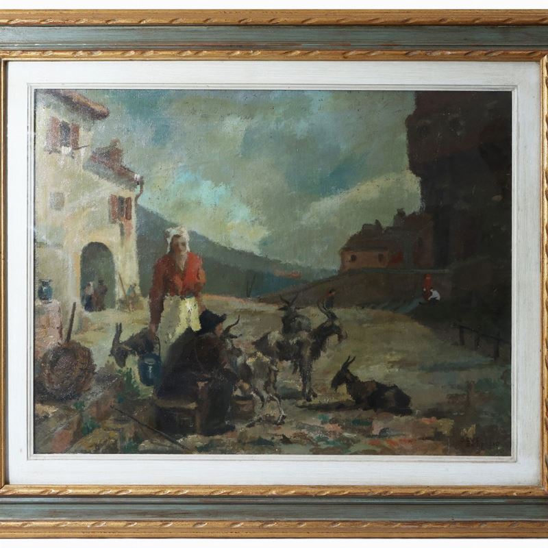 Seve Sospizio - Scena Campestre con Contadini e Armenti