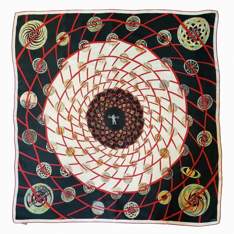 Hermes, "Les feux de l'espace", Foulard in seta, Micheal Duchene