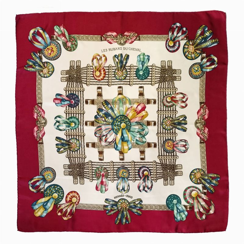 Hermès," Les Rubans Du Cheval", Foulard in Seta