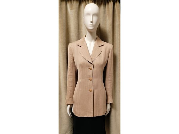 Hermès, Giacca in lino color cipria  - Asta Vintagemania - Maison Bibelot - Casa d'Aste Firenze - Milano