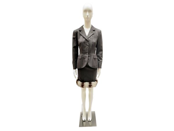 Christian Dior, Suit in gray pinstripe wool fabric