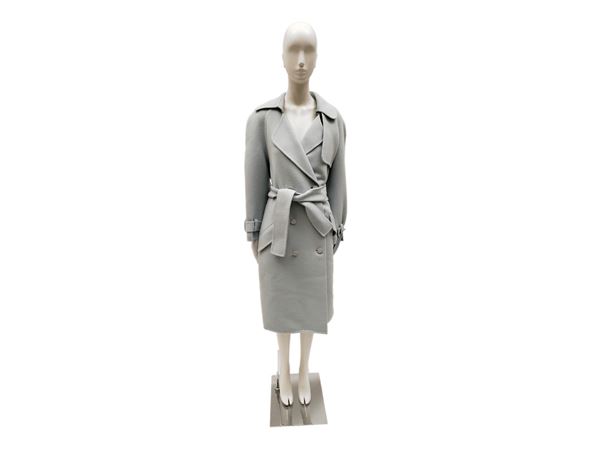 Mila Schon, Coat in pale blue wool and angora cloth