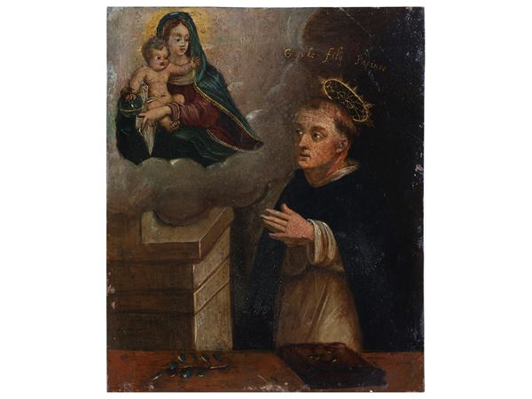 Scuola spagnola del XVII secolo - The Apparition of The Virgin to Saint Hyacinth