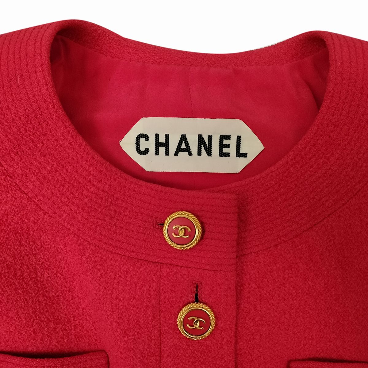 Chanel, Tailleur in tessuto di lana rosso