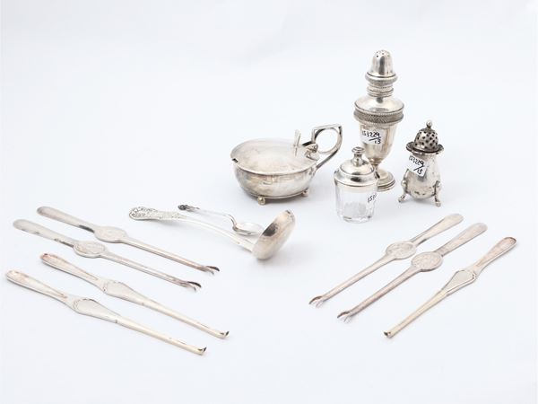 Lot of silver table accessories