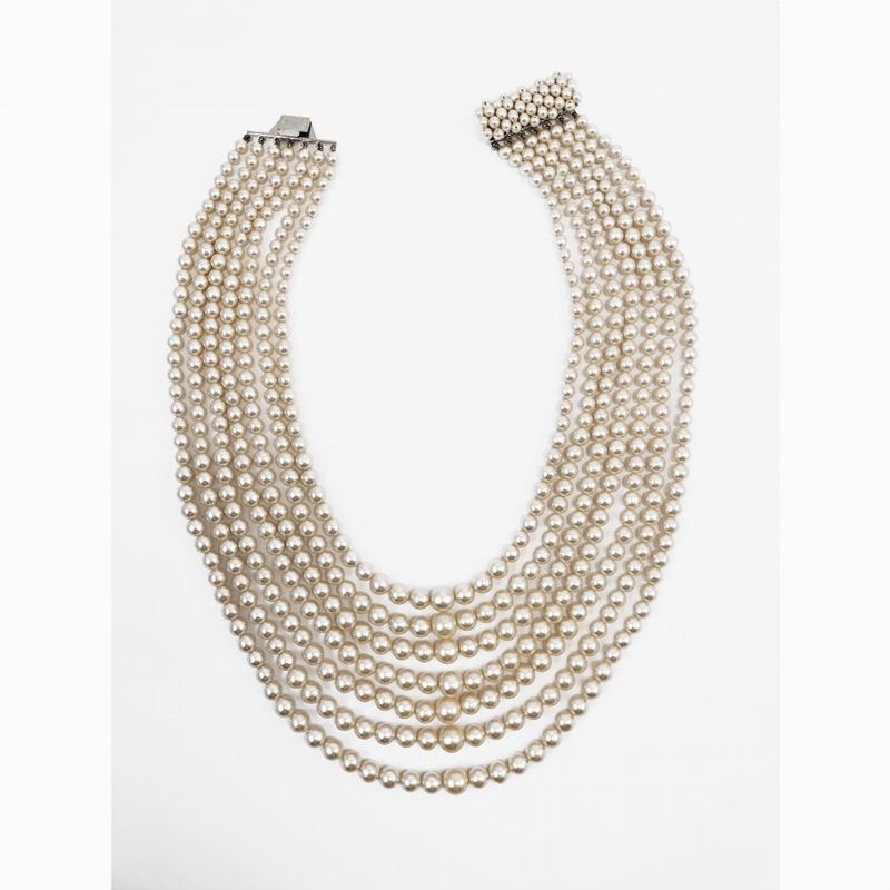 Collier a Sette Fili in Perle Simulate Degradé