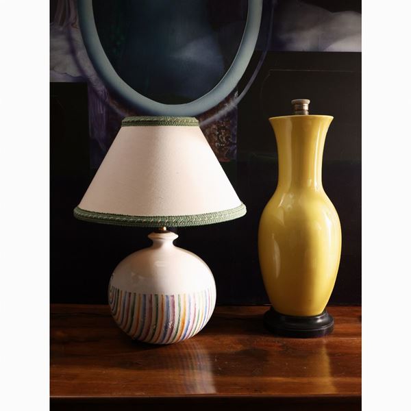 Three table lamps in glazed ceramic