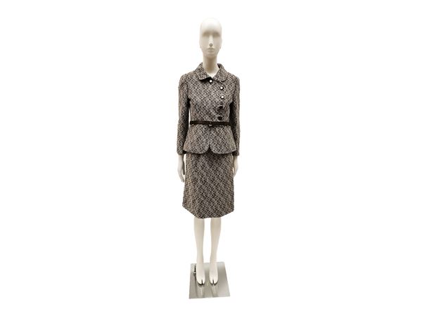 Philippe Venet, Suit in white and brown geometric wool fabric