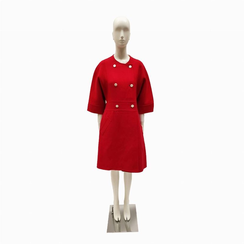 Philippe Venet, Robe manteau in tessuto di lana rosso