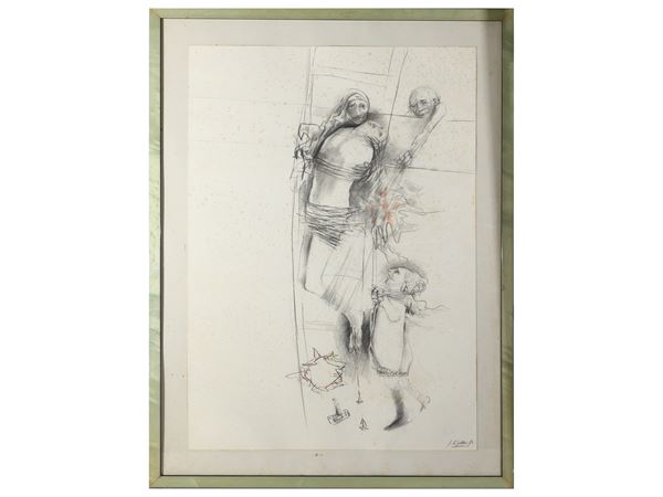 Salvatore Cipolla : Studio per una Deposizione dalla Croce 1991  - Asta Arte Moderna e Contemporanea - Maison Bibelot - Casa d'Aste Firenze - Milano