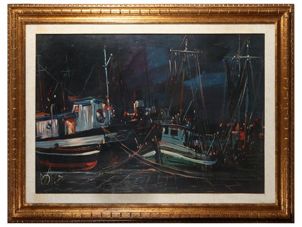 Michele Ortino - Notturno in porto 1963