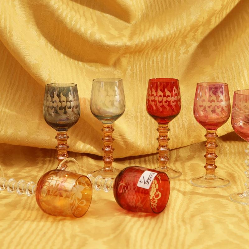 Assortimento di Bicchieri da Liquore in Vetro Arlecchino