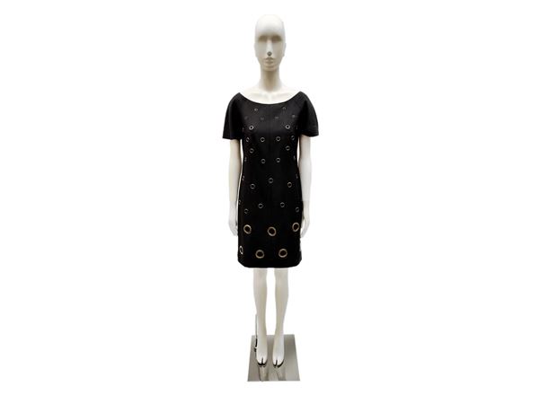 Shannon McLean, Short dress in black wool and silk fabric