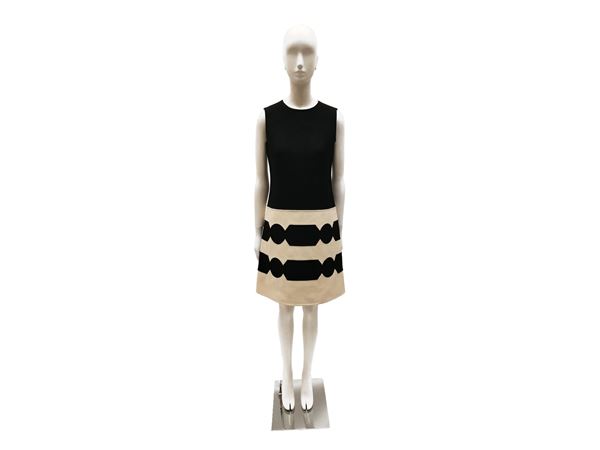 Mila Schon, A-line dress in black and white wool fabric