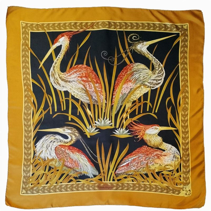 Salvatore Ferragamo, 'aironi', Foulard in Seta