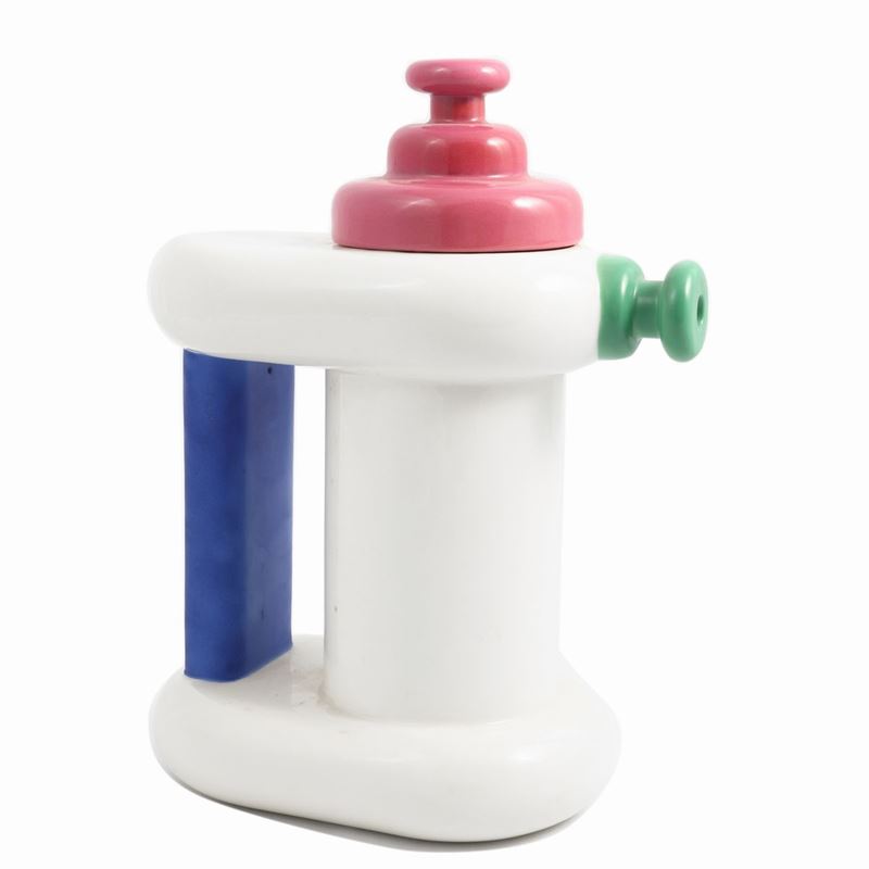 Teiera Cherries in ceramica, produzione Alessio Sarri 1989