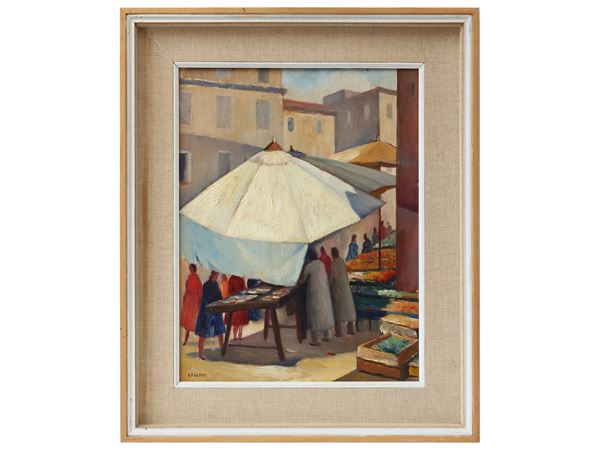 Dyalma Stultus : Il mercatino di Marino (Roma), Early Sixties  - Auction Modern and Contemporary Art - Maison Bibelot - Casa d'Aste Firenze - Milano