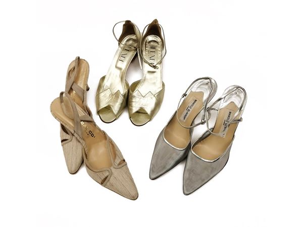 Manolo Blahnik London, Dal Co, Fendi, Three pairs of evening shoes
