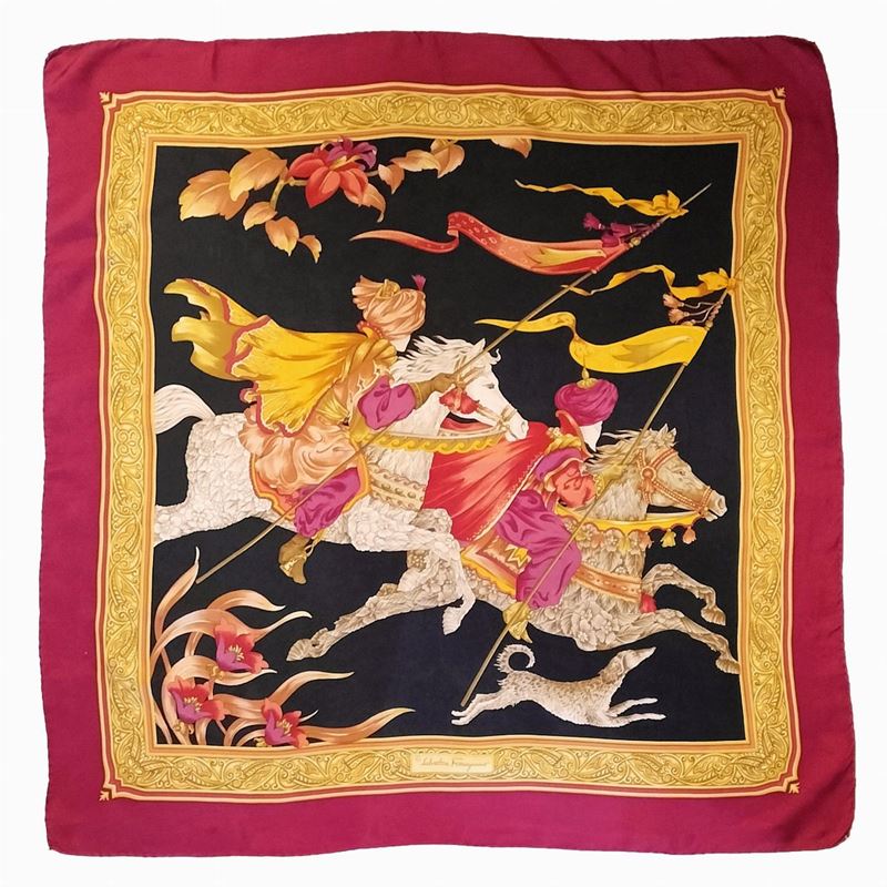 Salvatore Ferragamo, 'Cavalieri', Foulard in seta