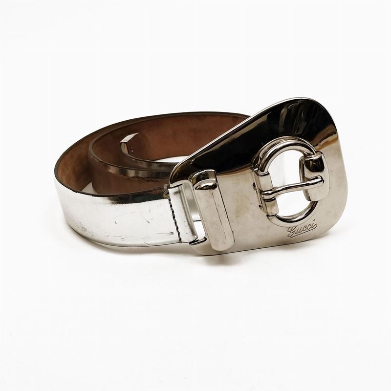 Gucci, Cintura in Pelle Argentata