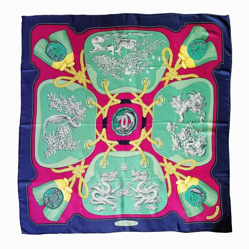 Hermès, 'tsubas', Foulard in Seta, Christiane Vauzelles