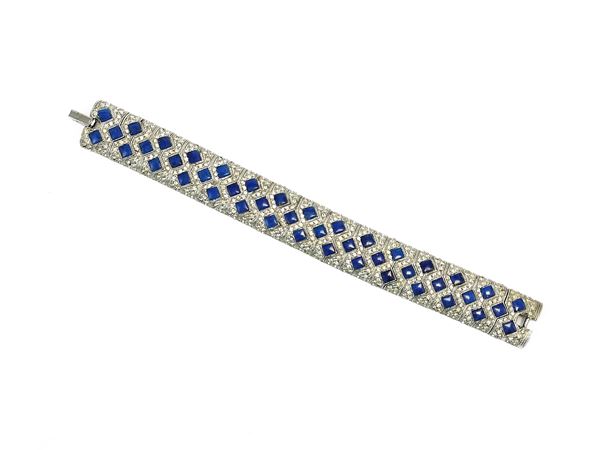 Bracelet in silver metal and blue stones